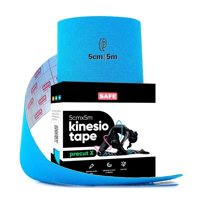 фото Кинезио тейп для тела safespot kinesiology body tape precut x (5см*5м), синий