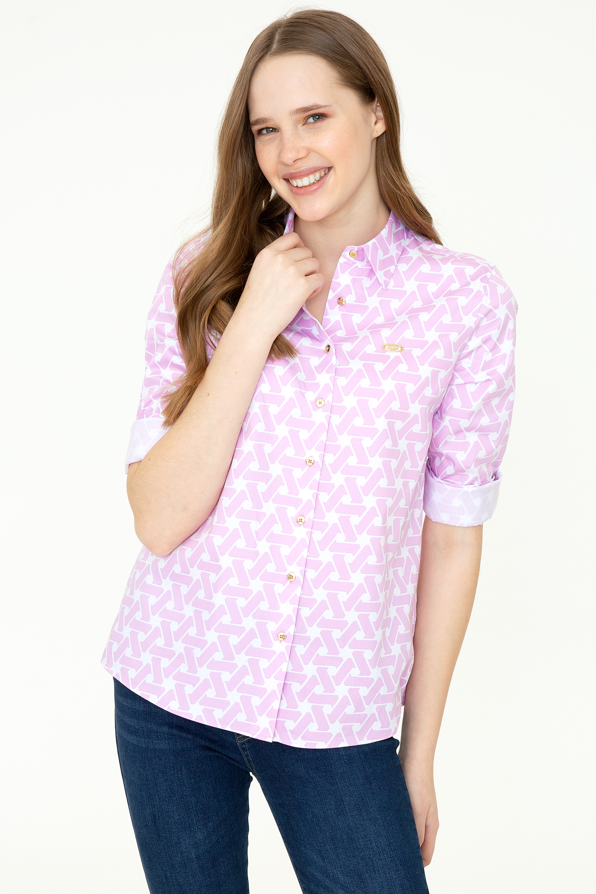 Рубашка женская U.S. POLO Assn. G082SZ0040ACER розовая 42