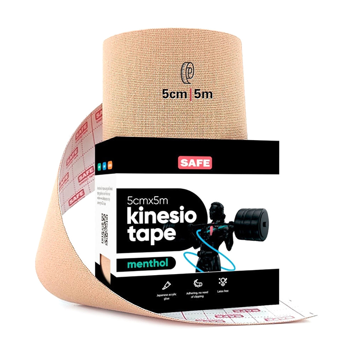 фото Кинезио тейп для тела safespot kinesiology body tape menthol (5см*5м), телесный