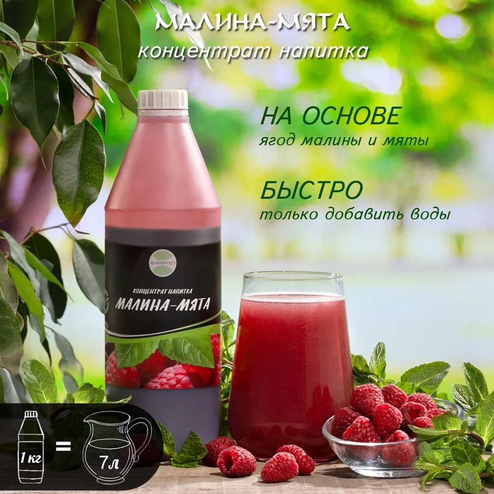 

Концентрат напитка AVERSFOOD Малина-мята, 1 кг