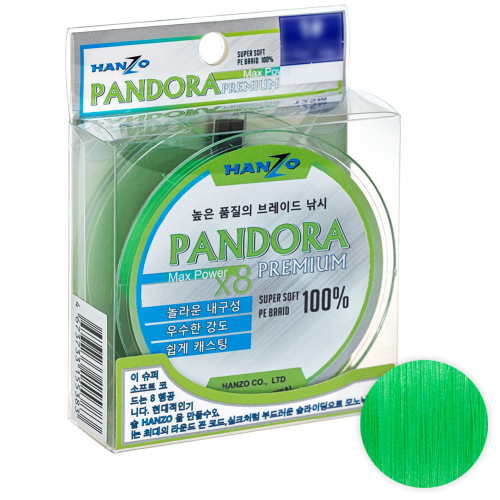 Шнур Hanzo Pandora Premium X8 150м. 0.10мм. Flash Green