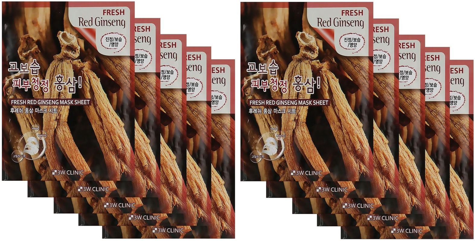 

Маска для лица 3W Clinic Fresh Red Ginseng Mask Sheetс экстрактом корня женьшеня, 10 шт., с экстрактом корня красного женьшеня