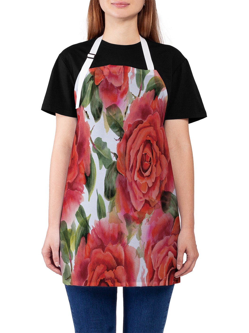 фото Фартук женский joyarty для готовки "натуральные розы", универсальный размер