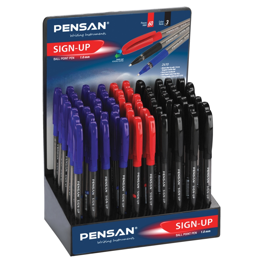 

Набор из 60 шт, Ручка шариковая масляная с грипом Pensan Sign-Up, классические цвета