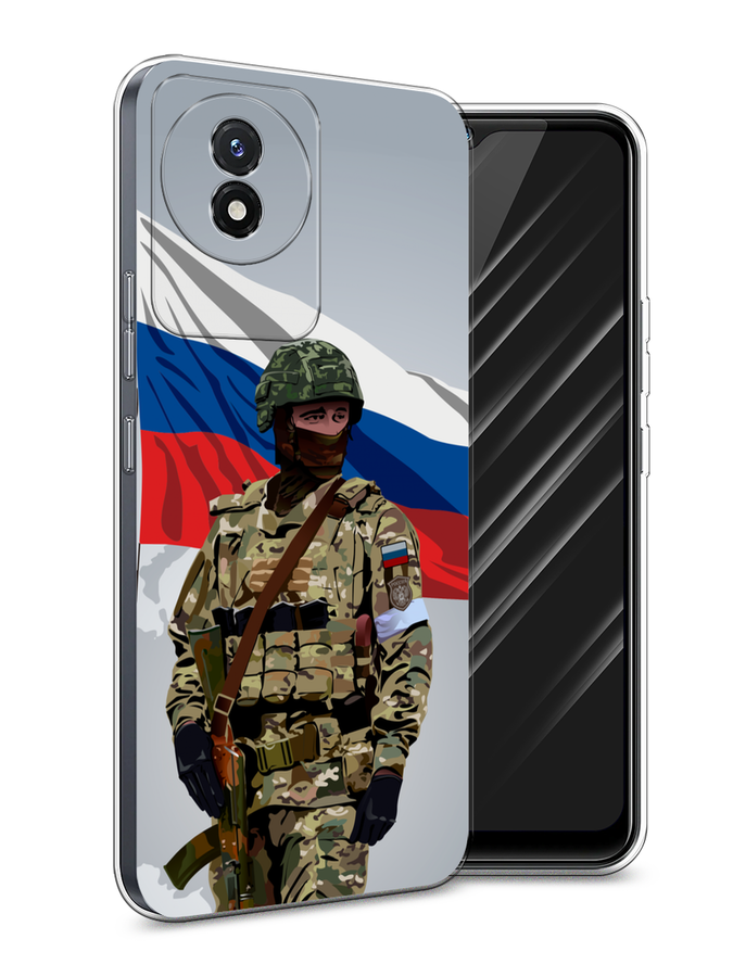 

Чехол Awog на Vivo Y02 "Солдат с флагом", Белый;синий;красный;зеленый, 268150-1