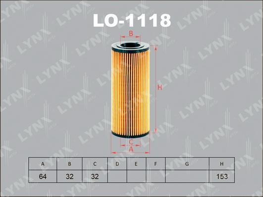 

Фильтр Масляный (Вставка) LYNXAUTO lo1118