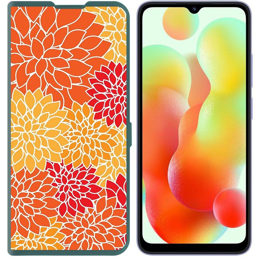 

Чехол-книжка Krutoff Eco Book для Xiaomi Redmi 12C Цветочный паттерн 7 (зелёный опал)