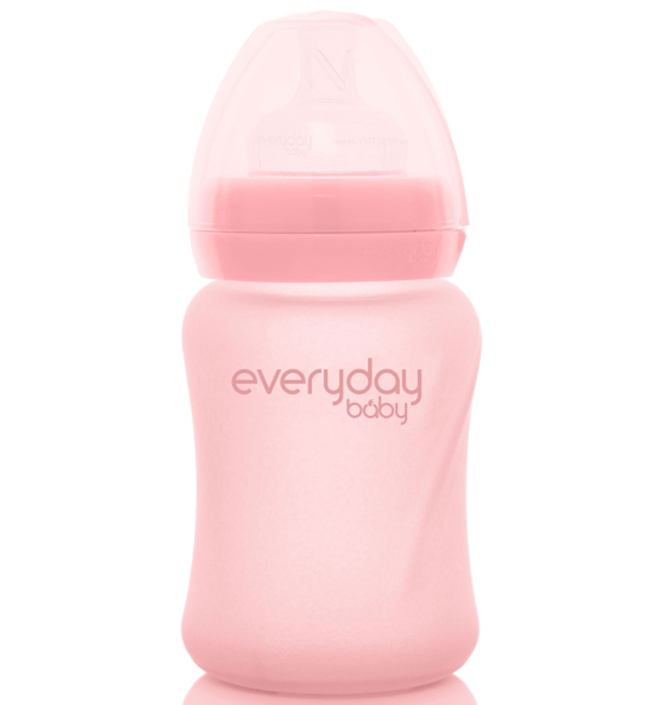 фото Стеклянная бутылочка everyday baby с силиконовым покрытием healthy+ 150 мл розовый 10217