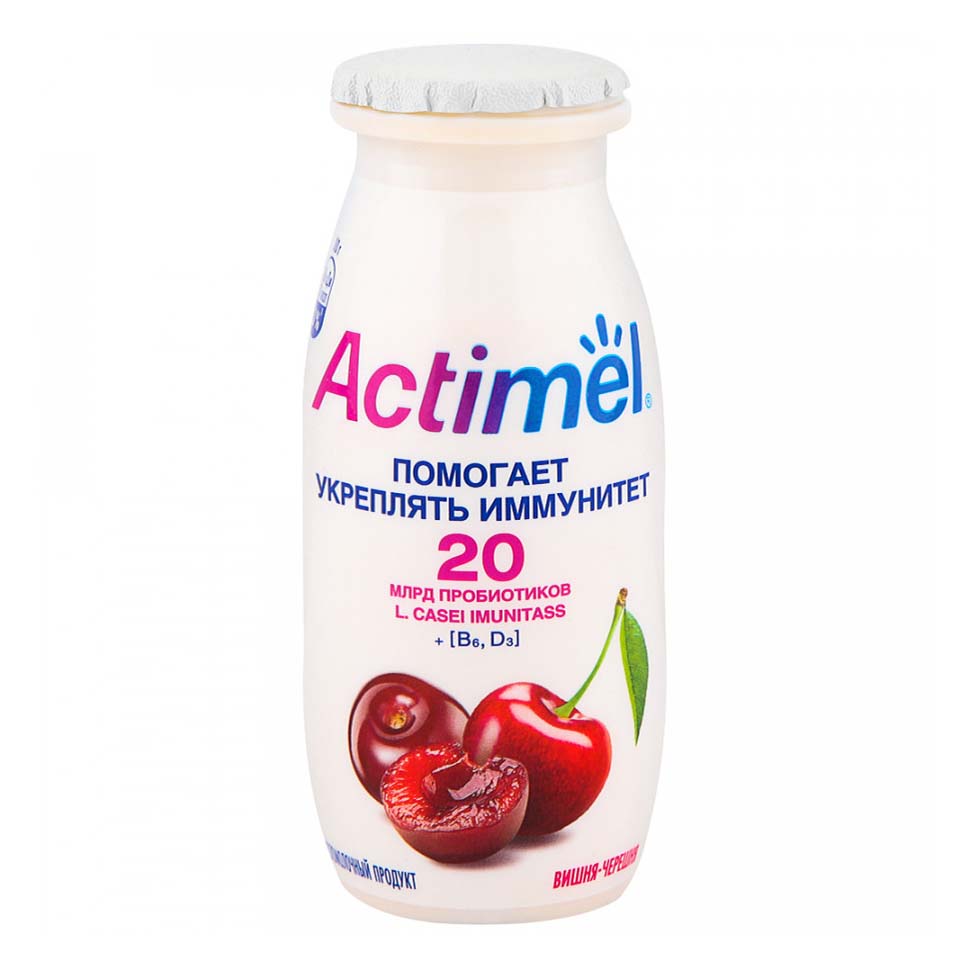 фото Кисломолочный напиток actimel вишня-черешня 2,5% 100 мл