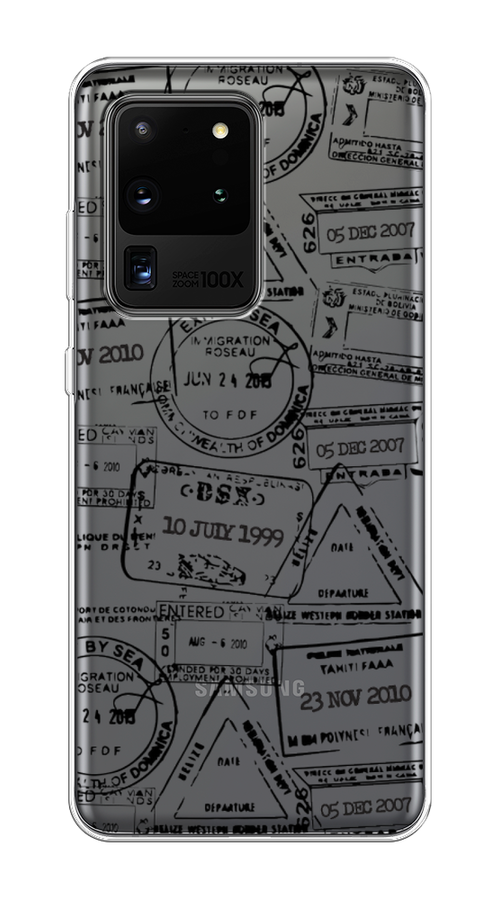 

Чехол на Samsung Galaxy S20 Ultra "Visa stamps 2", Белый;черный;серый, 29450-2