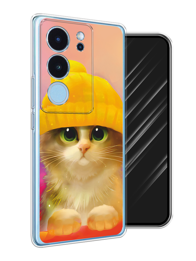 

Чехол Awog на Vivo V29 "Котенок в желтой шапке", Желтый, 269350-1