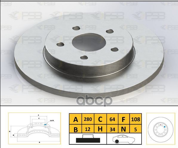 Диск тормозной задн FORD Mondeo III-SW 00-, JAGUAR X-Type CF1 01-, X-Type SW 04-