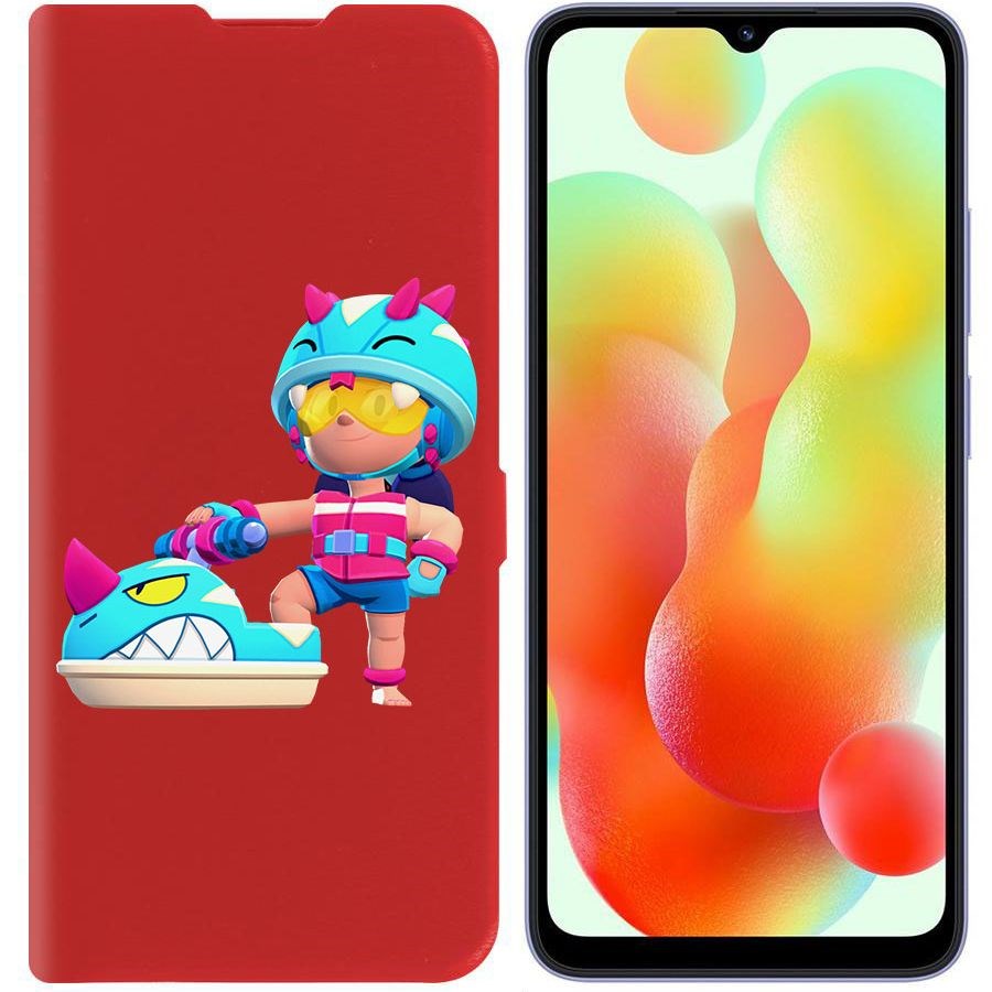 

Чехол-книжка Krutoff Eco Book для Xiaomi Redmi 12C Brawl Stars-Аквабайкер Джеки (красный)