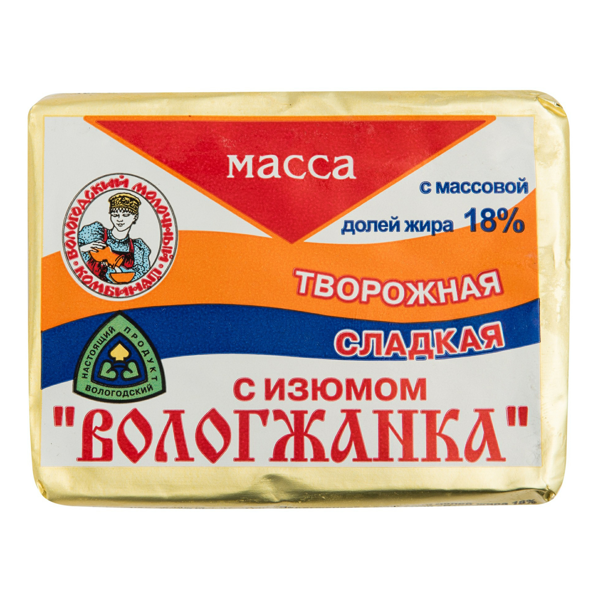 фото Творожная масса вологжанка с изюмом 18% 220 г