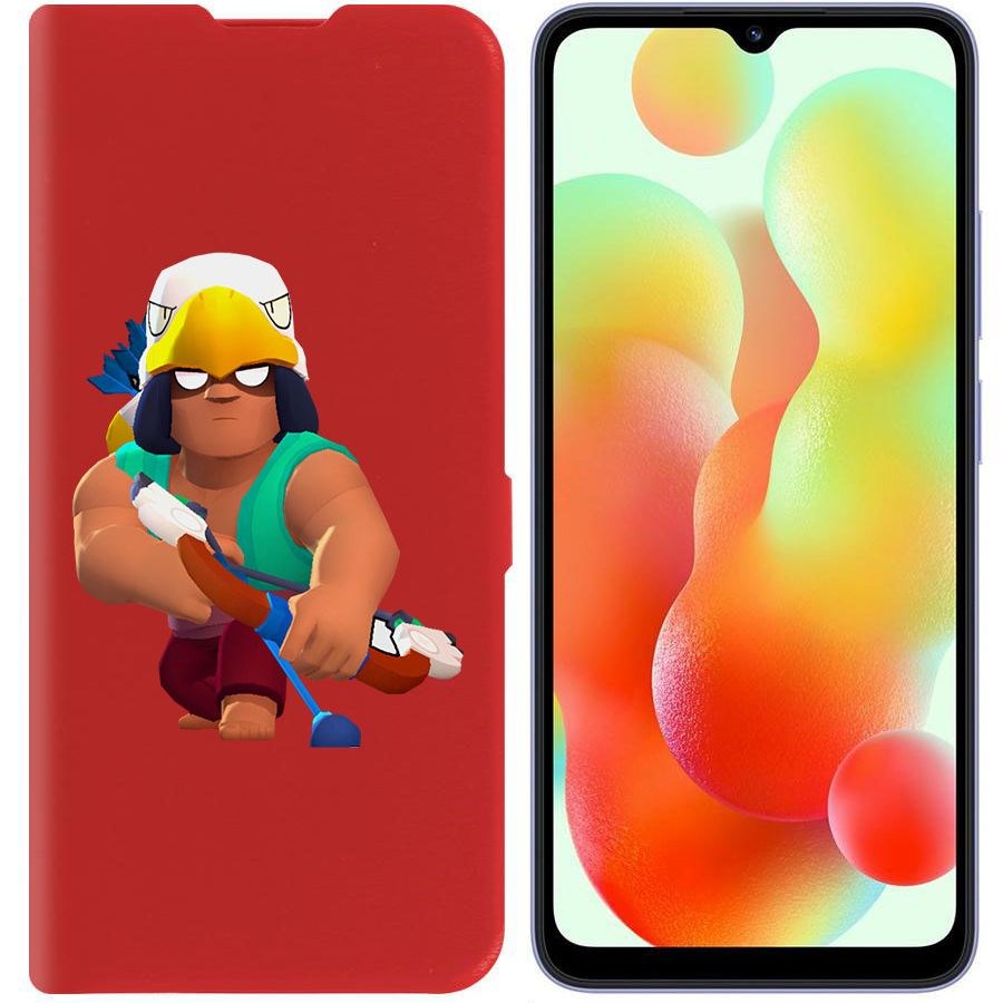 

Чехол-книжка Krutoff Eco Book для Xiaomi Redmi 12C Brawl Stars-Бо (красный)