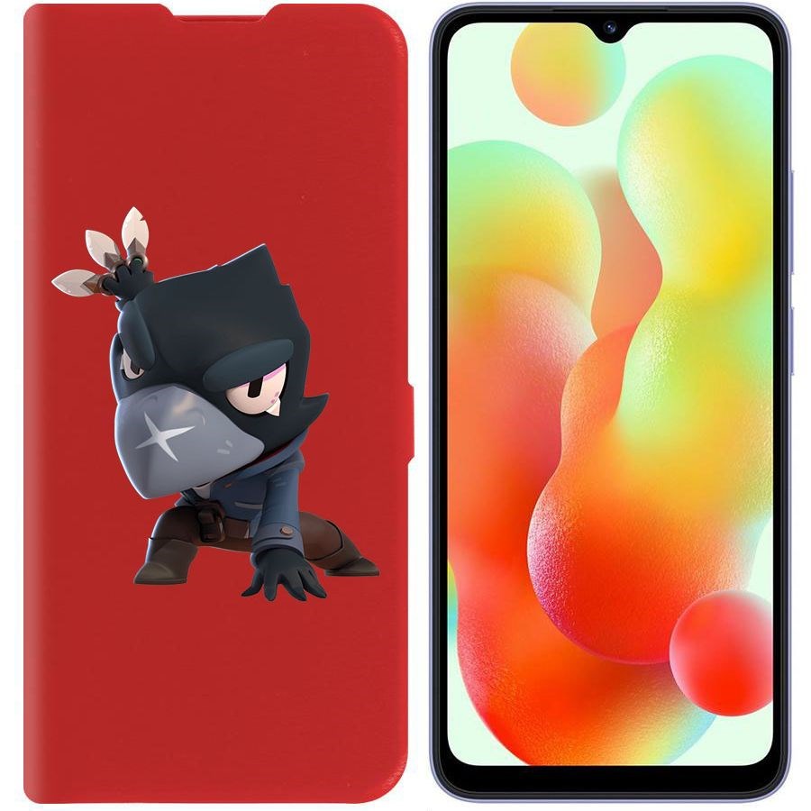 

Чехол-книжка Krutoff Eco Book для Xiaomi Redmi 12C Brawl Stars-Ворон (красный)
