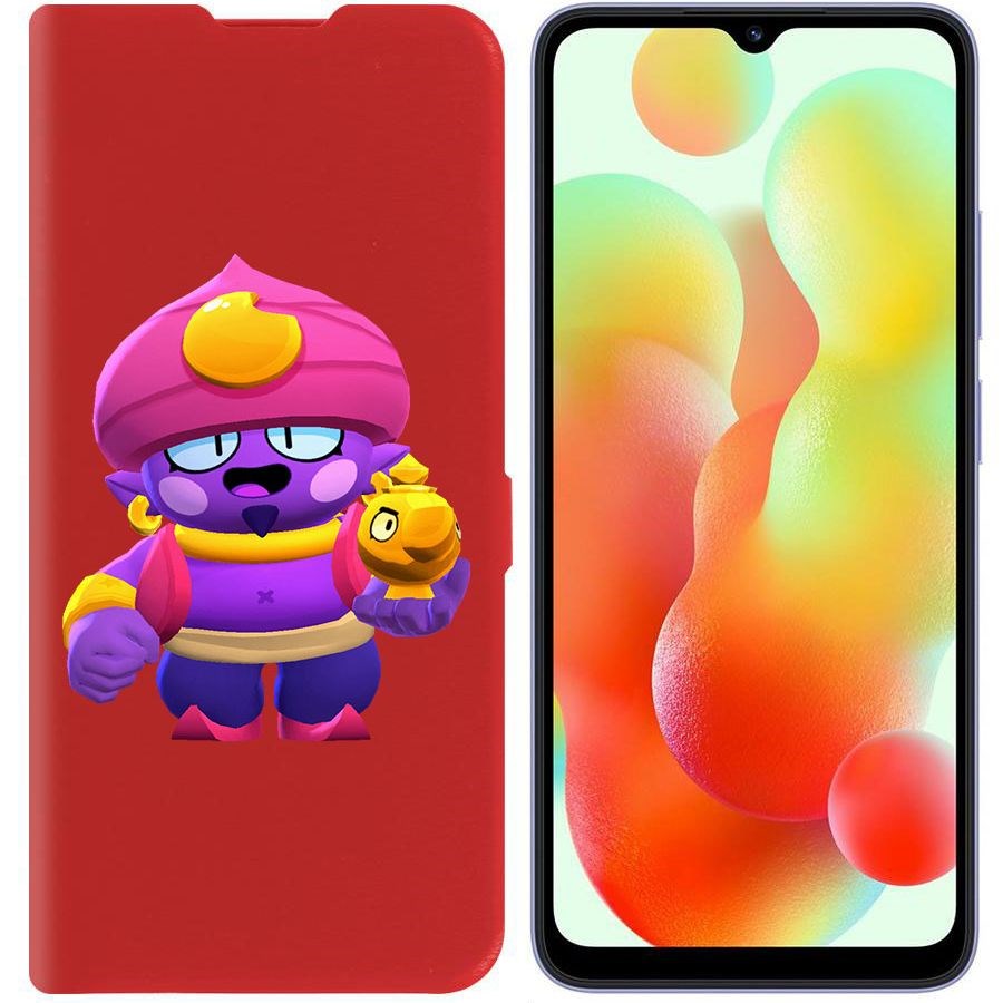 

Чехол-книжка Krutoff Eco Book для Xiaomi Redmi 12C Brawl Stars-Джин (красный)
