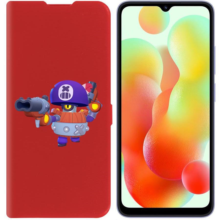 

Чехол-книжка Krutoff Eco Book для Xiaomi Redmi 12C Brawl Stars-Дэррил (красный)