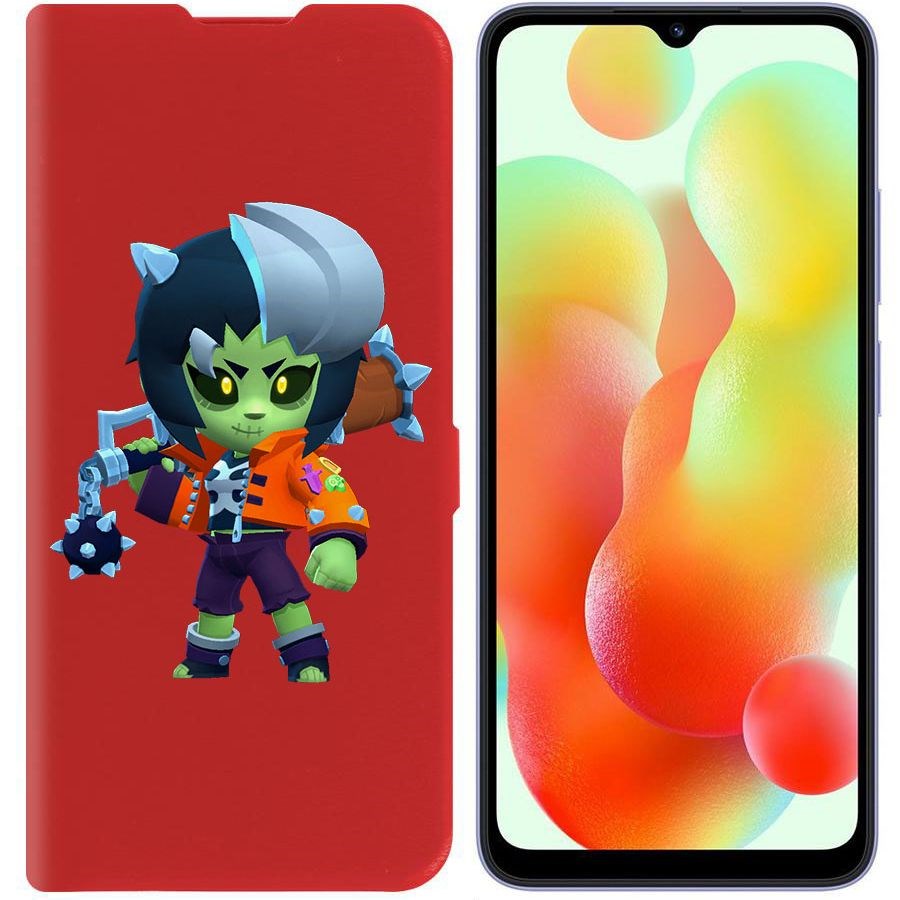 

Чехол-книжка Krutoff Eco Book для Xiaomi Redmi 12C Brawl Stars-ЗомБиби (красный)