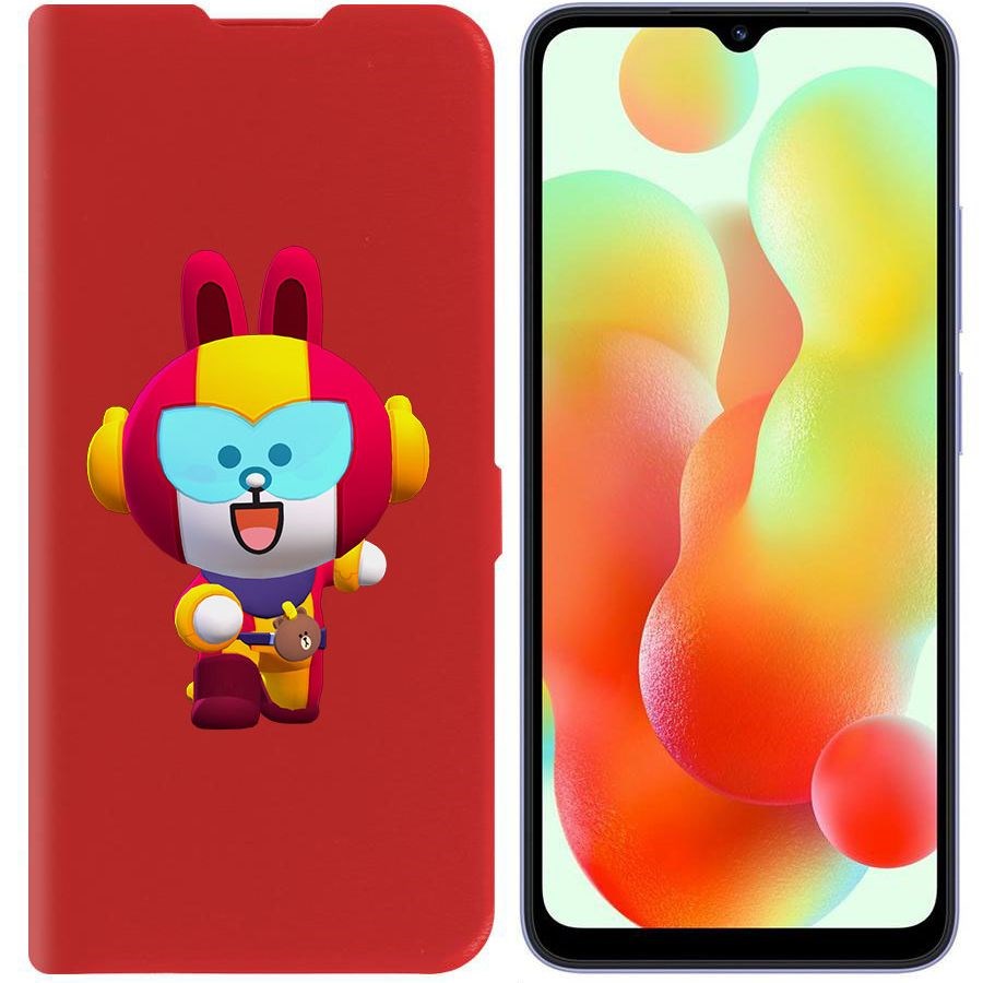 

Чехол-книжка Krutoff Eco Book для Xiaomi Redmi 12C Brawl Stars-Кони Макс (красный)