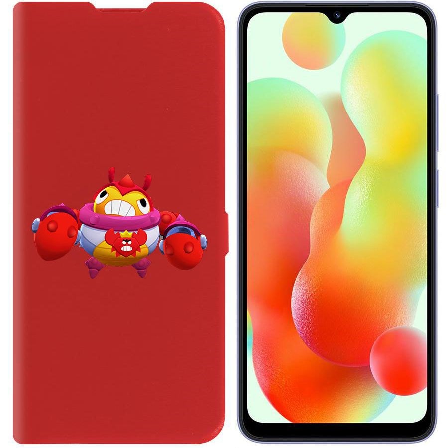 

Чехол-книжка Krutoff Eco Book для Xiaomi Redmi 12C Brawl Stars-Краб Тик (красный)