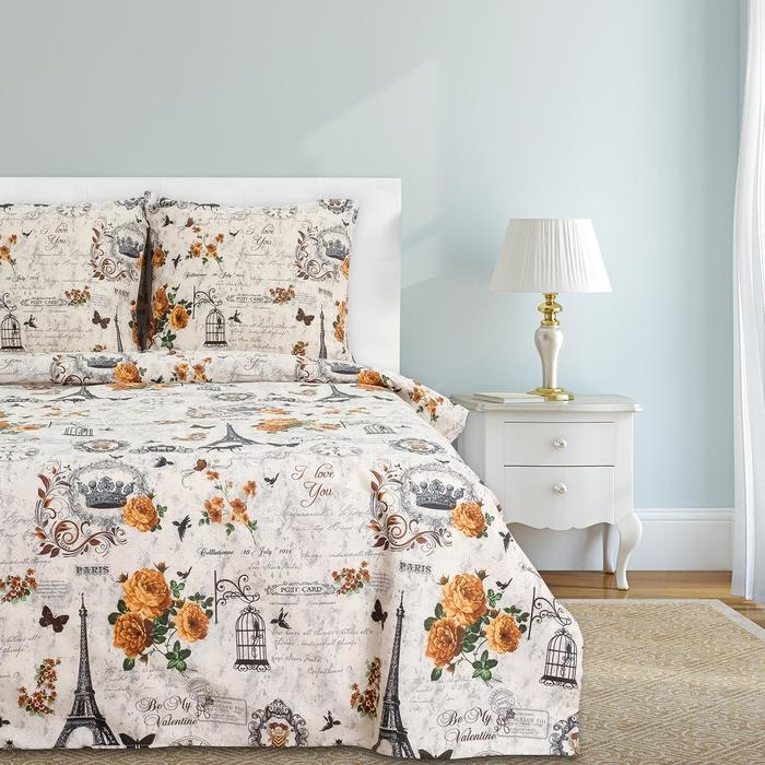 

Комплект постельного белья Этель. 2 спальное, Бежевый, 200 х 220, Хлопок, Бязь, Бежевый;разноцветный, Парижские сезоны