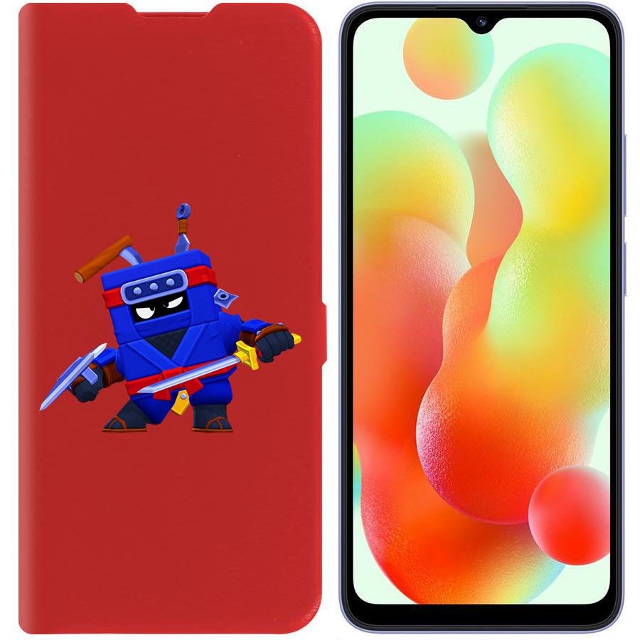 

Чехол-книжка Krutoff Eco Book для Xiaomi Redmi 12C Brawl Stars-Ниндзя Эш (красный)