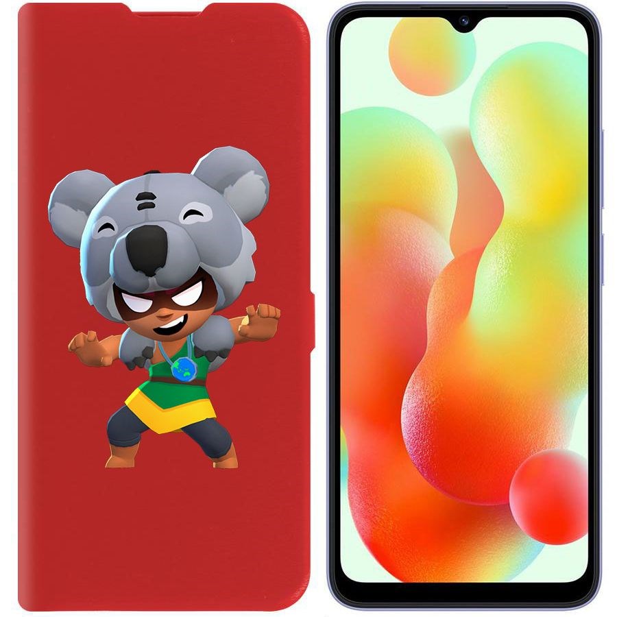 

Чехол-книжка Krutoff Eco Book для Xiaomi Redmi 12C Brawl Stars-Нита Коала (красный)