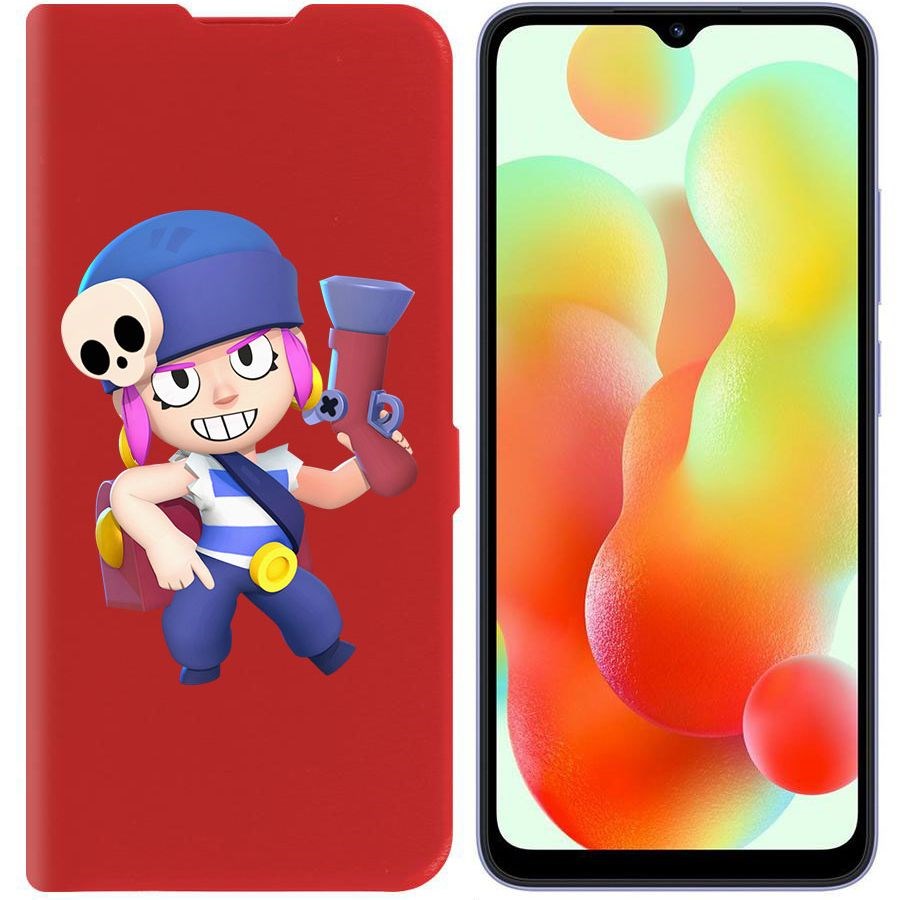 

Чехол-книжка Krutoff Eco Book для Xiaomi Redmi 12C Brawl Stars-Пенни (красный)