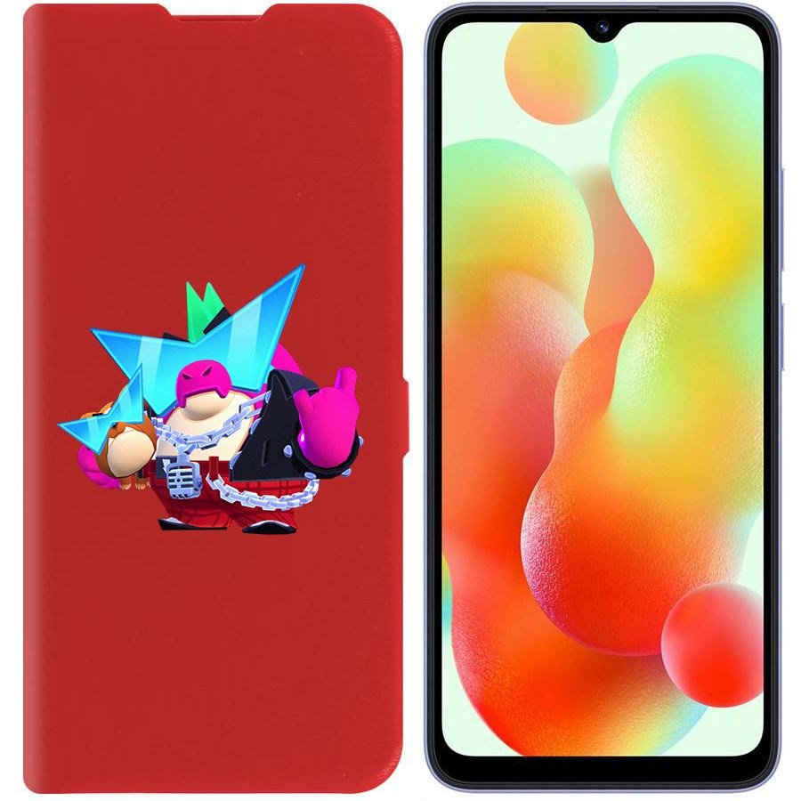 

Чехол-книжка Krutoff Eco Book для Xiaomi Redmi 12C Brawl Stars-Плохиш Базз (красный)
