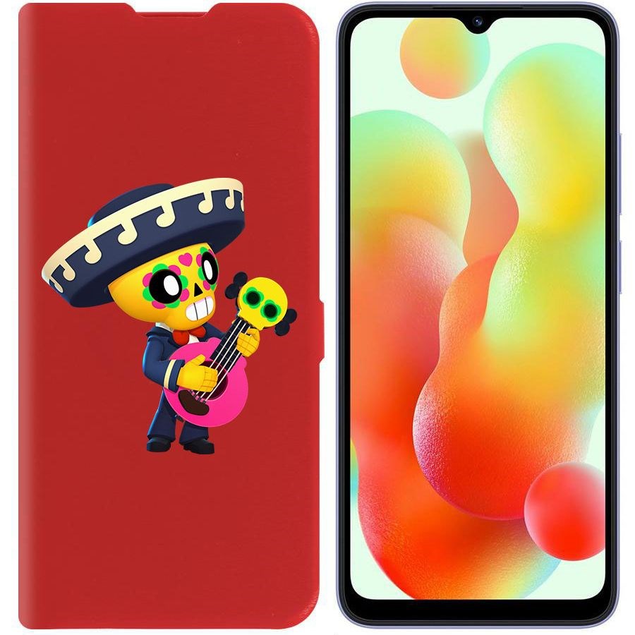 

Чехол-книжка Krutoff Eco Book для Xiaomi Redmi 12C Brawl Stars-Поко (красный)
