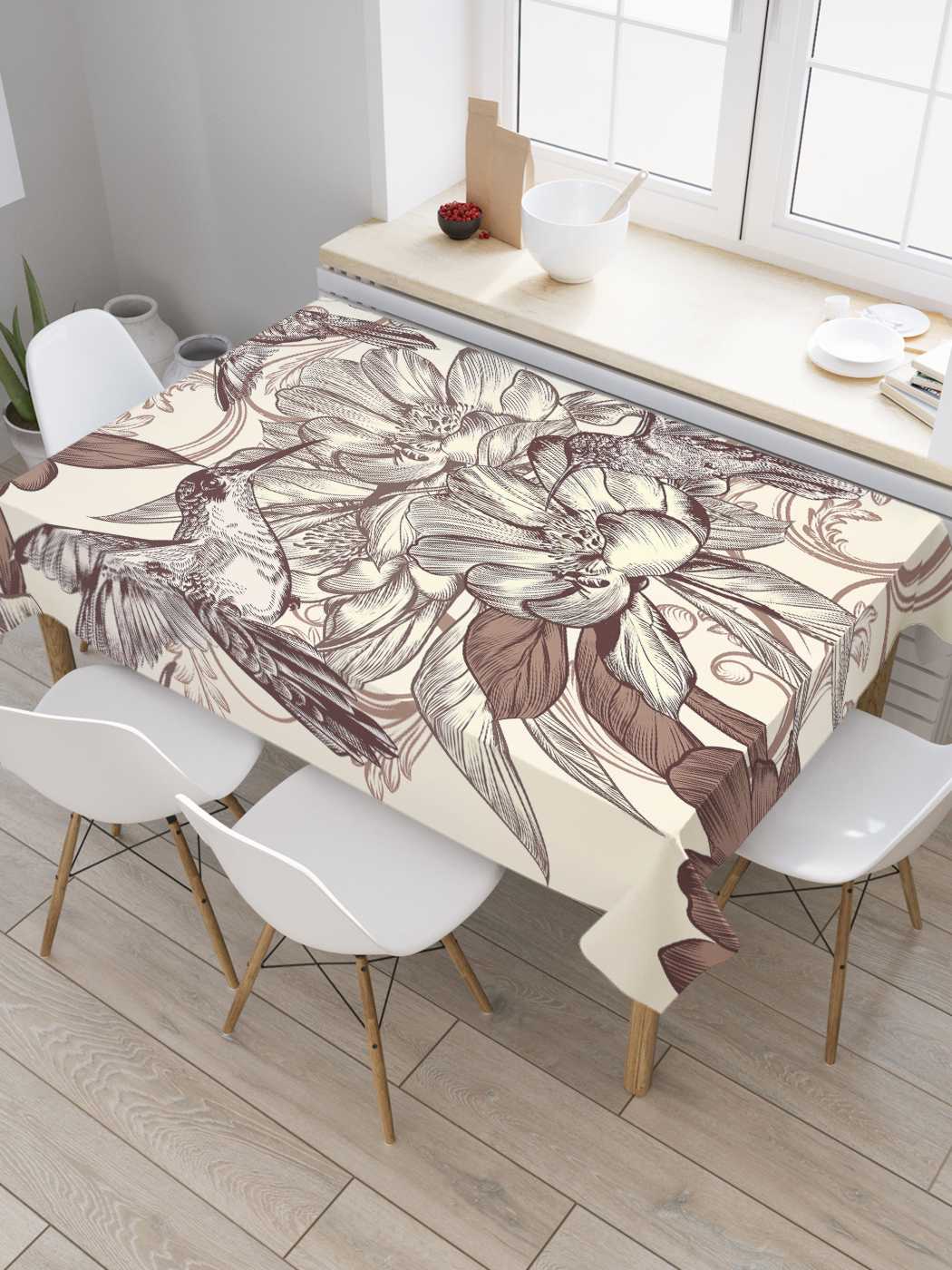 

Скатерть прямоугольная JoyArty "Погоня за нектаром" из сатена, 180x145 см, Серый, Погоня за нектаром