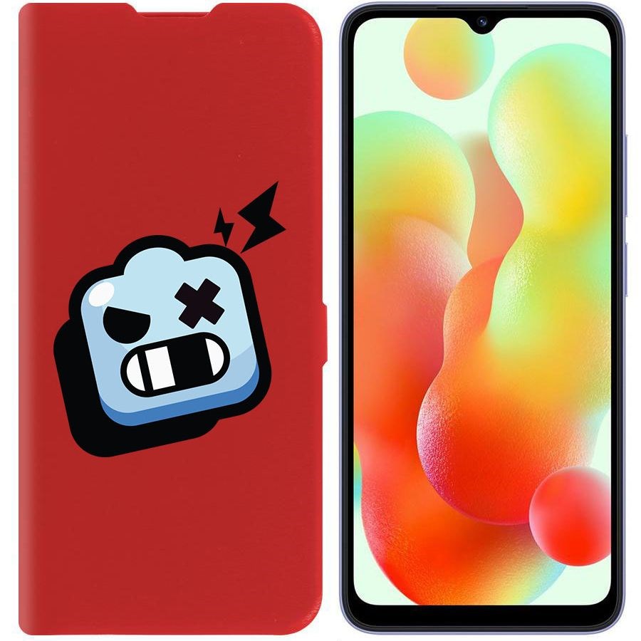 

Чехол-книжка Krutoff Eco Book для Xiaomi Redmi 12C Brawl Stars-Роборубка (красный)