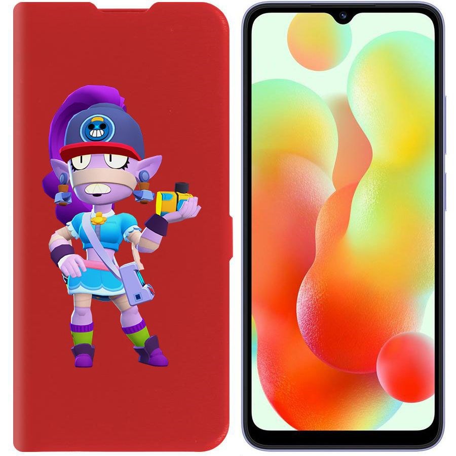 

Чехол-книжка Krutoff Eco Book для Xiaomi Redmi 12C Brawl Stars-Суперфанатка Эмз (красный)
