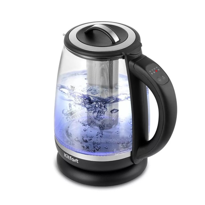 Чайник электрический Kitfort KT-6145 2 л черный чайник электрический матрёна ma 005 металл 2 л 1500 вт сине чёрный с рисунком гжель