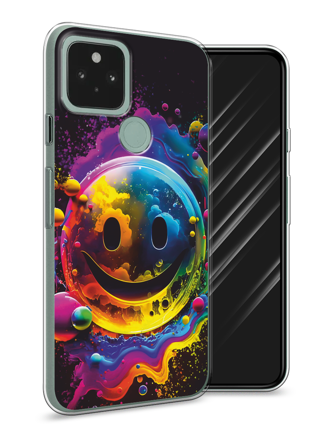 

Чехол Awog на Google Pixel 5 "Кислотный смайл", Фиолетовый;желтый;синий, 270750-1