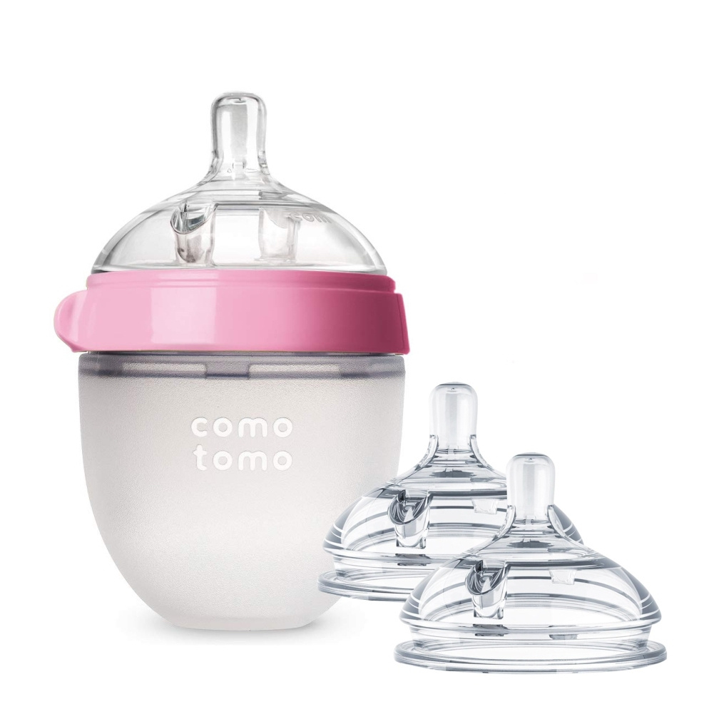 Купить Набор Comotomo бутылочка для кормления розовая 250 мл и комплект сосок 6+ 150pink-NT3,