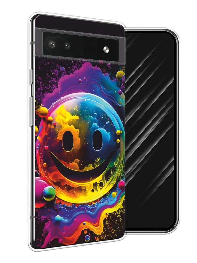 

Чехол Awog на Google Pixel 6A "Кислотный смайл", Фиолетовый;желтый;синий, 271150-1