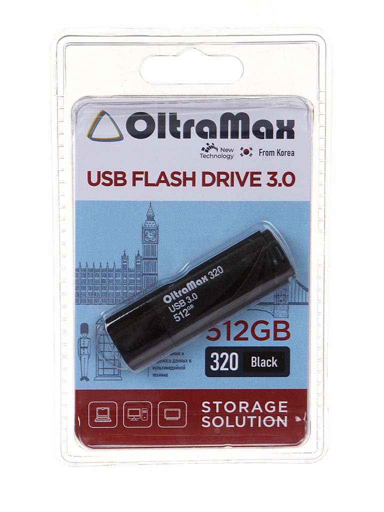 

Флешка Oltramax 320 512ГБ Black (OM-512GB-320-Black), 320