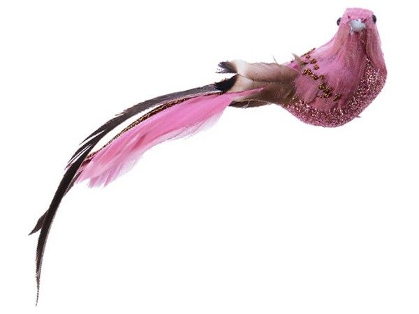 Елочная игрушка Kaemingk птичка грэйси 727080-бургунди 4,5 см красный розовый 1 шт.