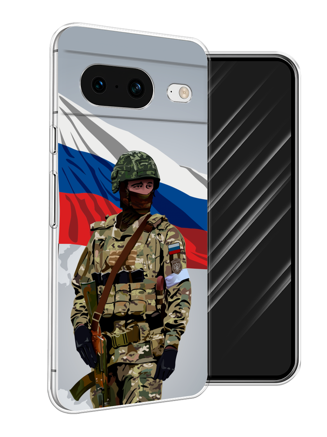 

Чехол Awog на Google Pixel 8 "Солдат с флагом", Белый;синий;красный;зеленый, 271550-1
