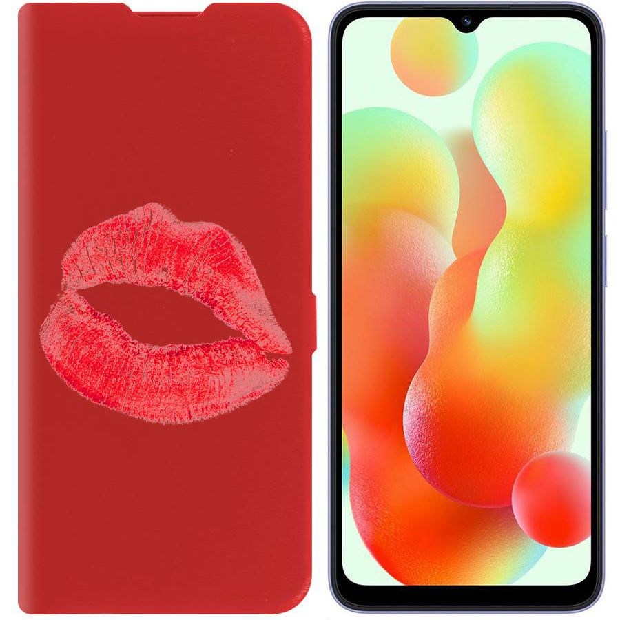 

Чехол-книжка Krutoff Eco Book для Xiaomi Redmi 12C След помады (красный)