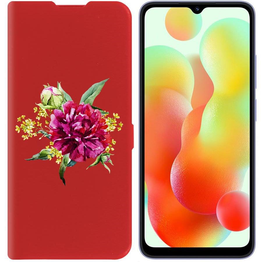 

Чехол-книжка Krutoff Eco Book для Xiaomi Redmi 12C Цветочная акварель (красный)