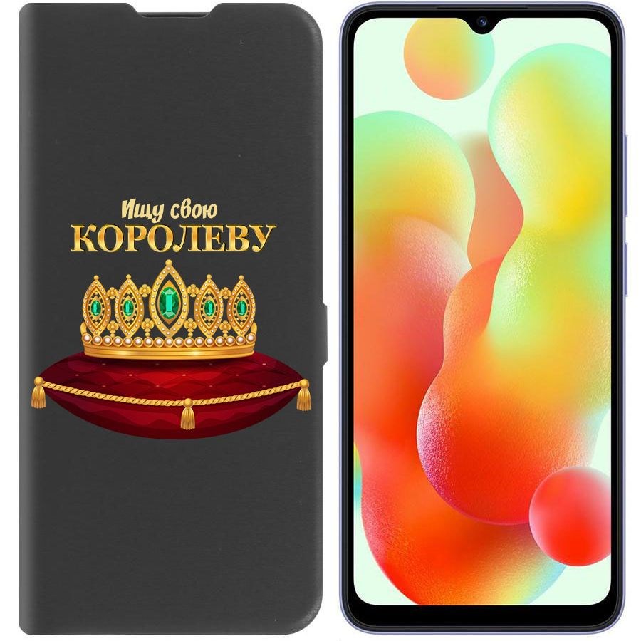 

Чехол-книжка Krutoff Eco Book для Xiaomi Redmi 12C Ищу свою Королеву (черный)