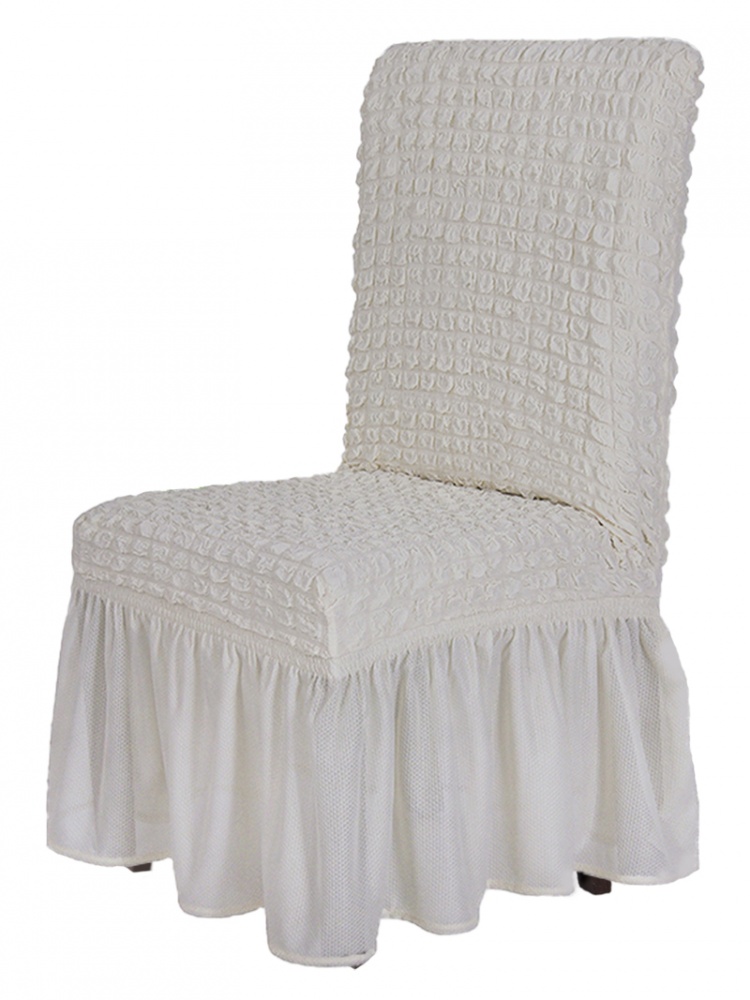 фото Чехол на стул с оборкой venera, цвет молочный, 1 предмет