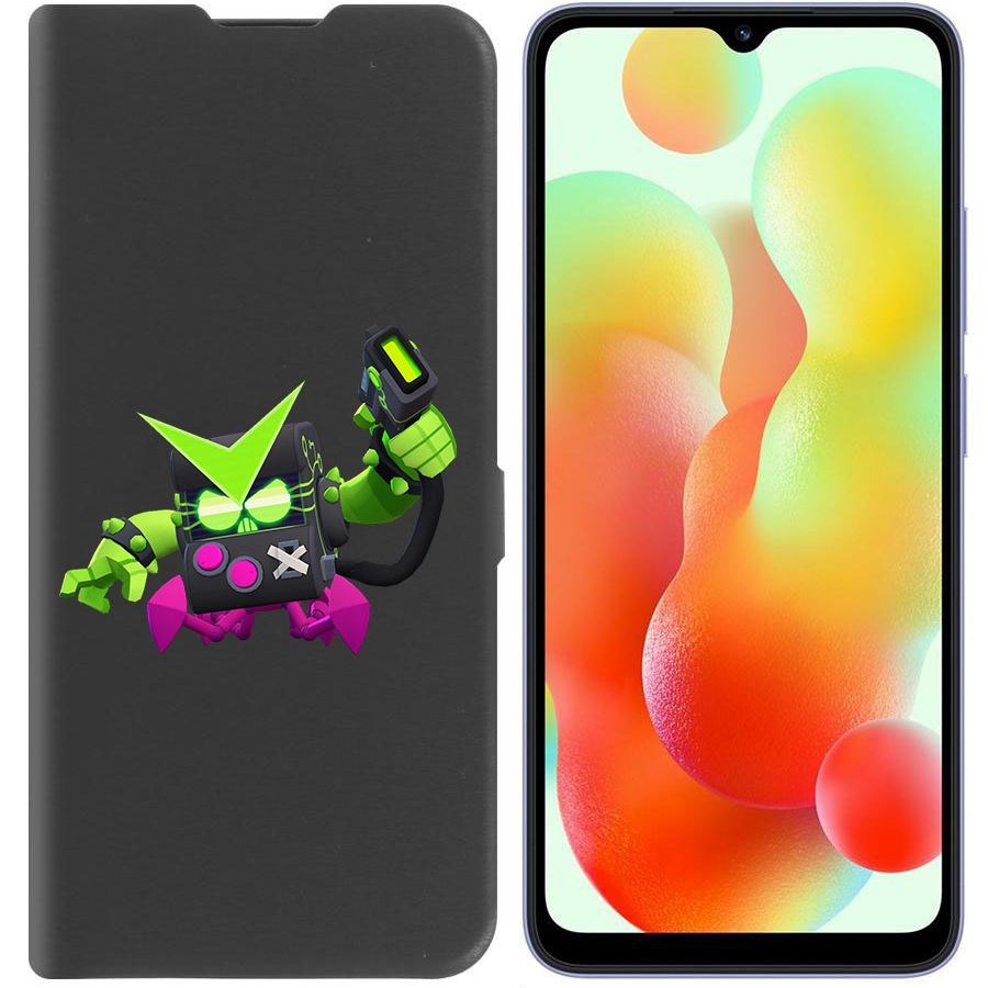 

Чехол-книжка Krutoff Eco Book для Xiaomi Redmi 12C Brawl Stars-Вирус 8-БИТ (черный)