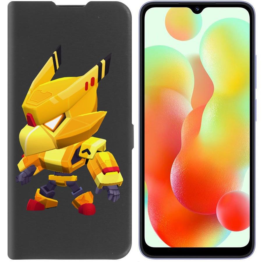 

Чехол-книжка Krutoff Eco Book для Xiaomi Redmi 12C Brawl Stars-Ворон Золотой Меха (черный)