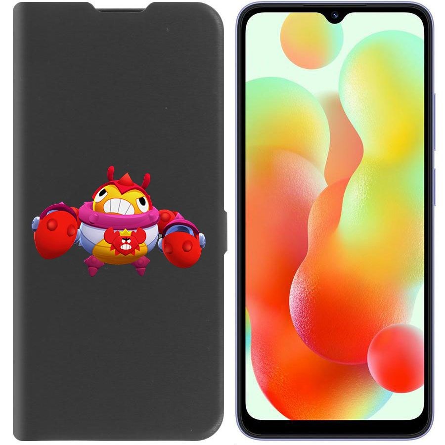

Чехол-книжка Krutoff Eco Book для Xiaomi Redmi 12C Brawl Stars-Краб Тик (черный)
