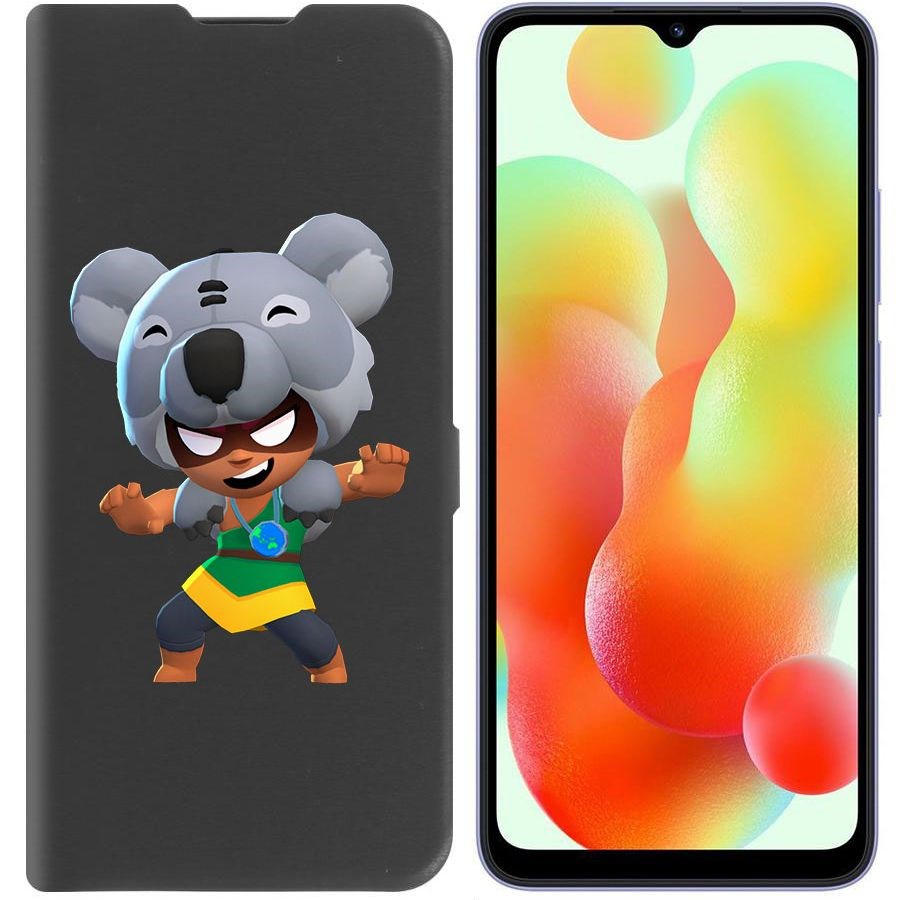 

Чехол-книжка Krutoff Eco Book для Xiaomi Redmi 12C Brawl Stars-Нита Коала (черный)