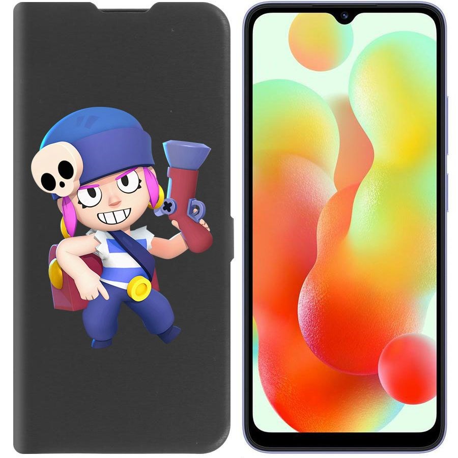 

Чехол-книжка Krutoff Eco Book для Xiaomi Redmi 12C Brawl Stars-Пенни (черный)